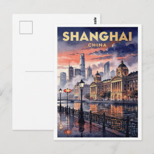 Postal Viajes Antiguos a Shanghai China