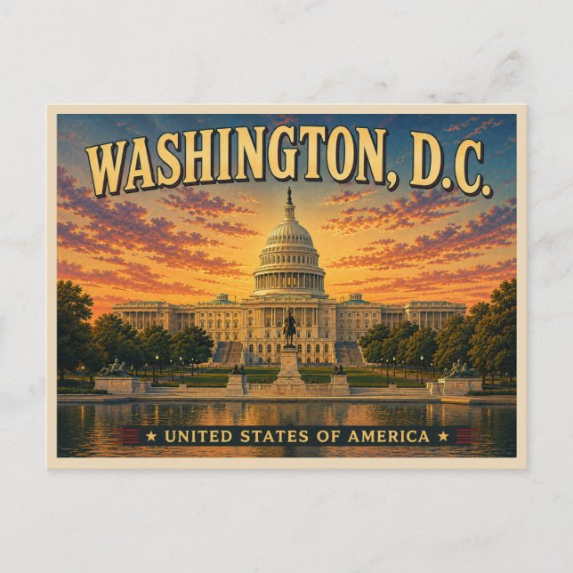Postal Viajes Antiguos a Washington DC (Anverso)