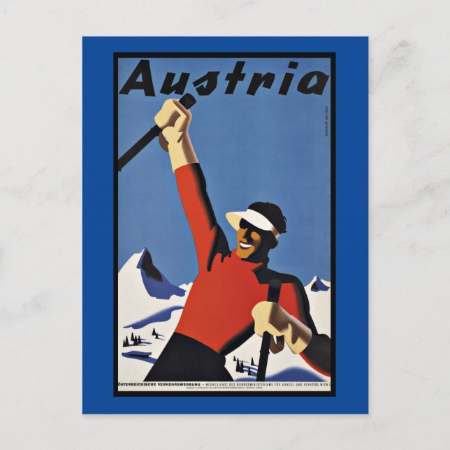 Postal Viajes Antiguos Austria Esquí (Anverso)