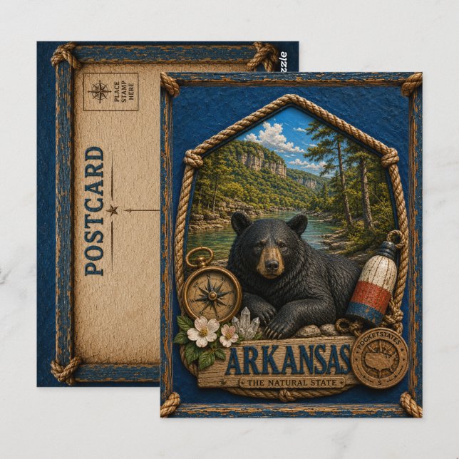 Postal Viajes Antiguos de Arkansas (Anverso / Reverso)