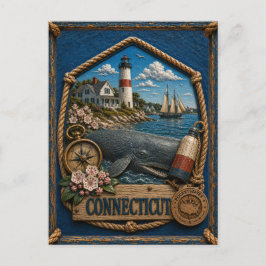 Postal Viajes Antiguos de Connecticut