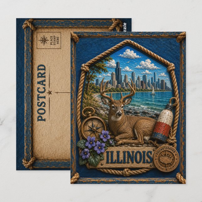 Postal Viajes Antiguos de Illinois (Anverso / Reverso)