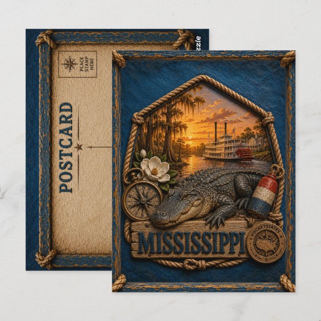 Postal Viajes Antiguos de Mississippi (Anverso / Reverso)