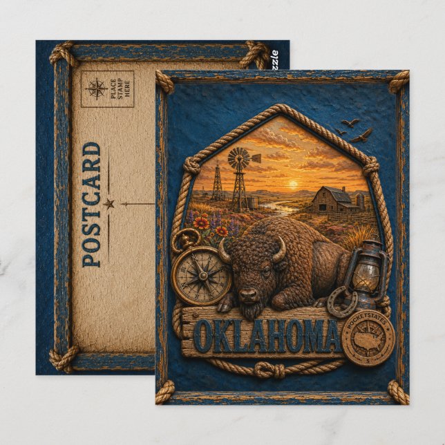 Postal Viajes Antiguos de Oklahoma (Anverso / Reverso)