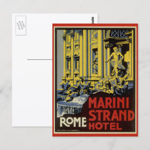 Postal Viajes antiguos, Hotel Marini Strand, Roma, Italia