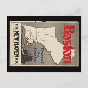 Postal Viajes Antiguos Tren del Ferrocarril Boston New Ha