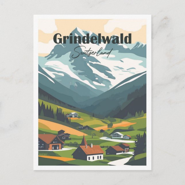 Postal Viajes artísticos de Grindelwald en Suiza (Anverso)