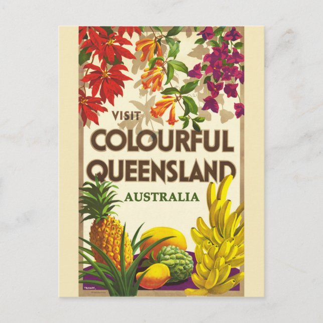 Postal Viajes coloridos de Queenland Australia (Anverso)
