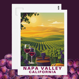 Postal Viajes con vino vintage al Valle de Napa, Californ