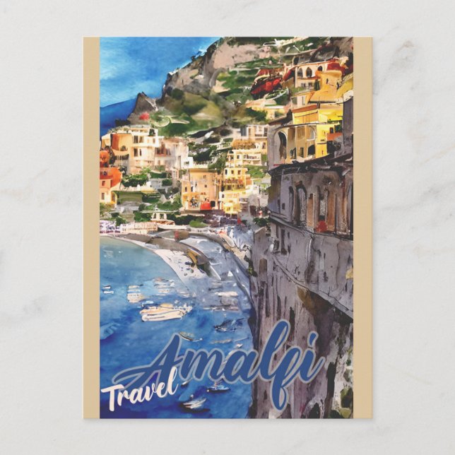 Postal Viajes de Amalfi Coast Vintage Italia (Anverso)