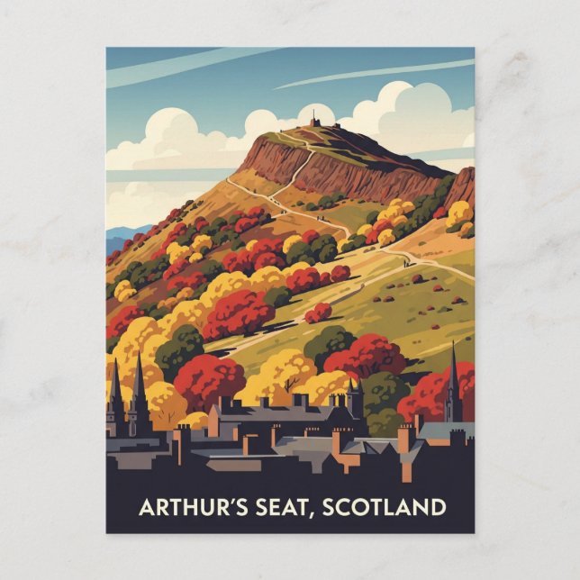Postal Viajes de antaño de Arthur en Edimburgo, Escocia (Anverso)