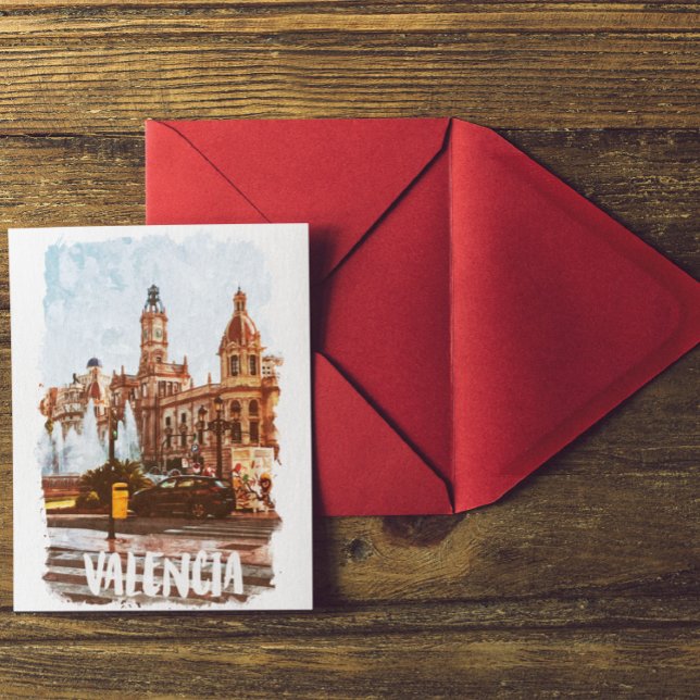 Postal Viajes de arquitectura de Valencia España (Valencia Spain watercolor postcard)