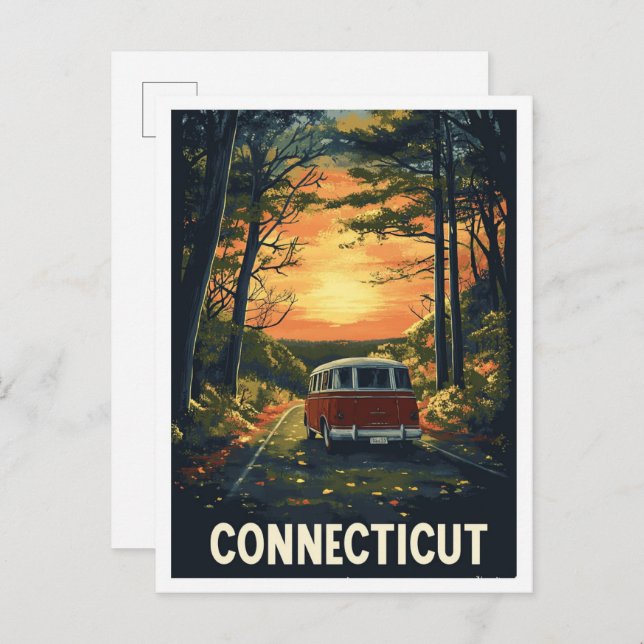 Postal Viajes de arte de Connecticut USA (Anverso / Reverso)
