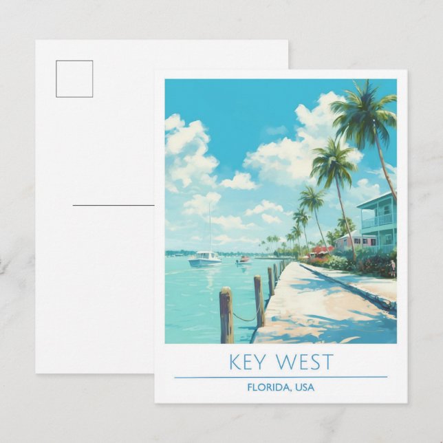 Postal Viajes de arte de Key West Florida USA (Anverso / Reverso)