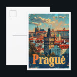 Postal Viajes de arte de Praga<br><div class="desc">Postcarta de viaje de Praga Art Vintage</div>