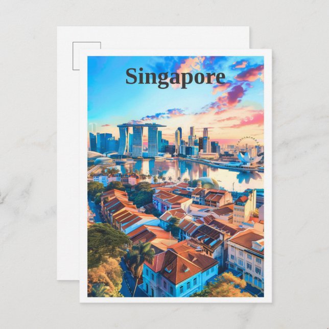 Postal Viajes de arte de Singapur (Anverso / Reverso)