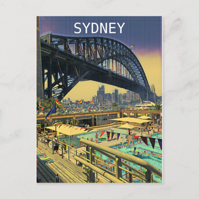 Postal Viajes de arte digital en el puente de Sydney Harb (Anverso)