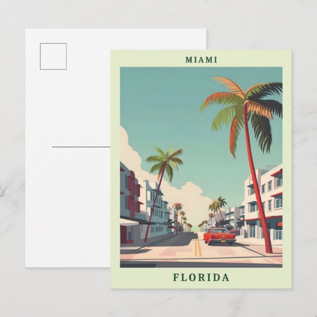 Postal Viajes de arte elegante en Miami Florida (Anverso / Reverso)