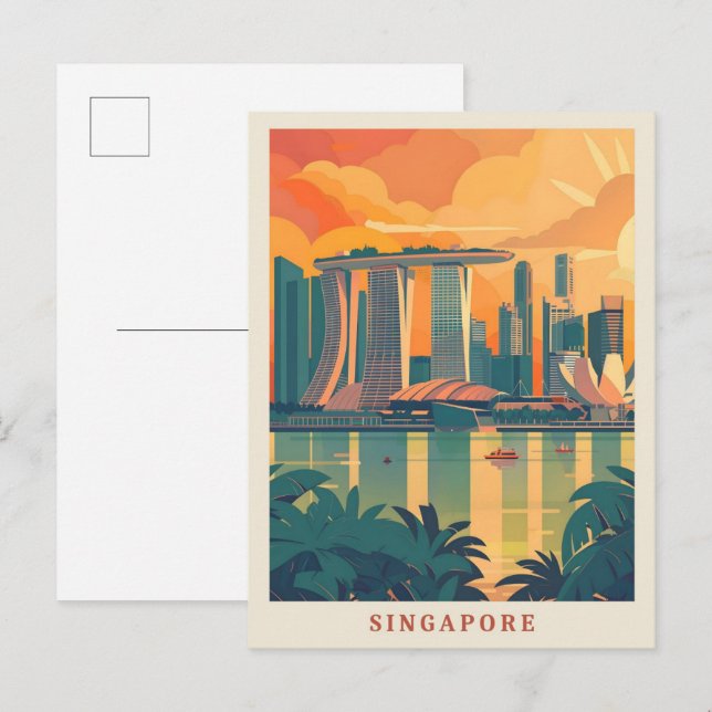 Postal Viajes de arte elegante en Singapur (Anverso / Reverso)