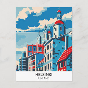 Postal Viajes de arte retro de Helsinki Finlandia