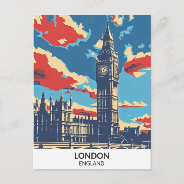 Postal Viajes de arte retro de Inglaterra en Londres (Anverso)