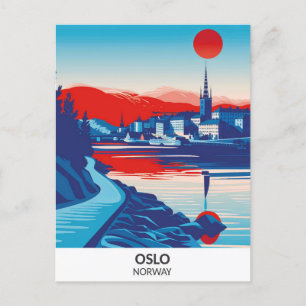 Postal Viajes de arte retro de Noruega en Oslo