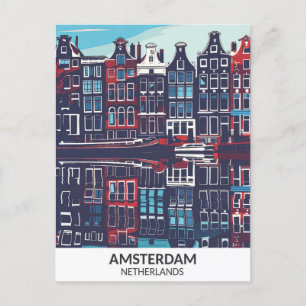 Postal Viajes de arte retro en los Países Bajos de Amster