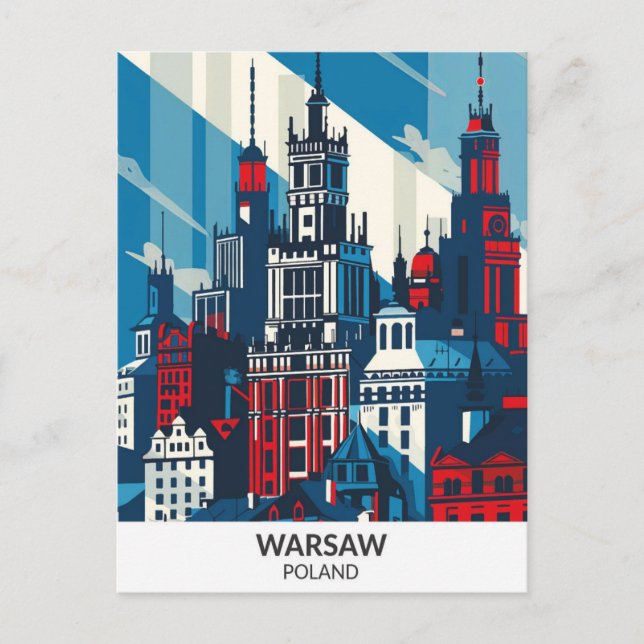 Postal Viajes de arte retro en Varsovia Polonia (Anverso)
