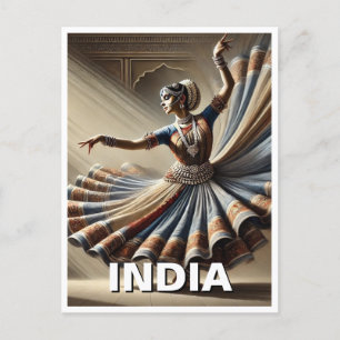 Postal Viajes de bailarina de Kathak en India