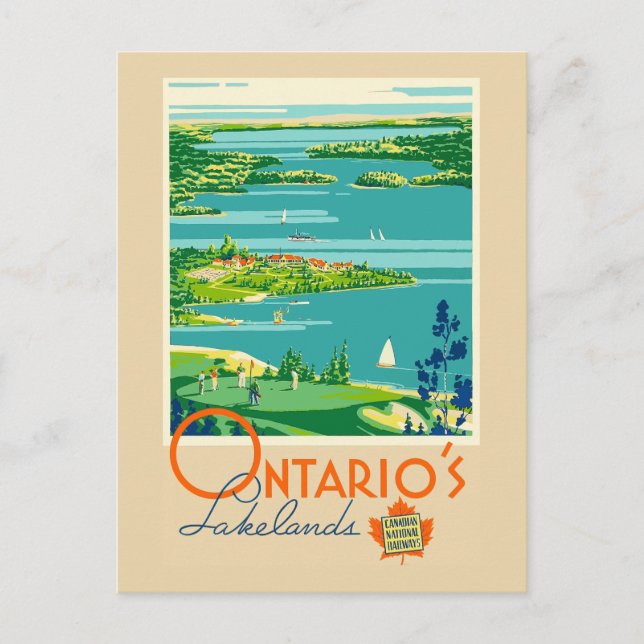 Postal Viajes de Canadá en los antiguos Lakelands de Onta (Anverso)