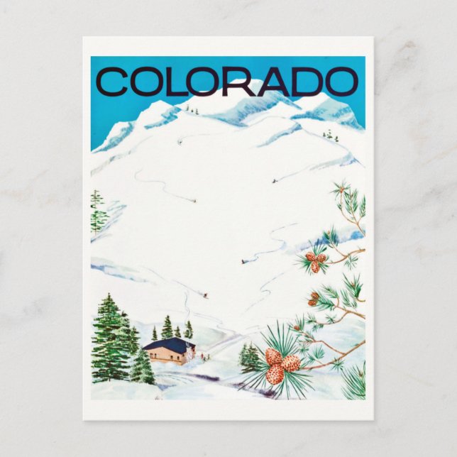 Postal Viajes de Colorado, Montañas cubiertas de nieve (Anverso)