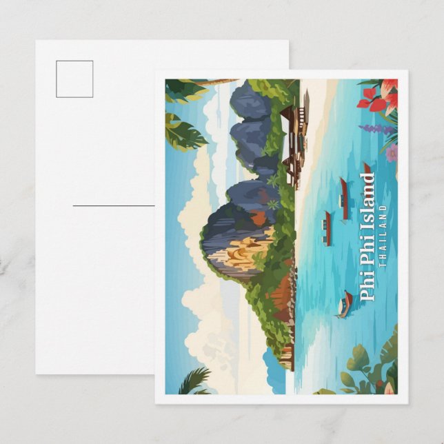 Postal Viajes de cosecha de la isla Phi Phi Tailandia (Anverso / Reverso)