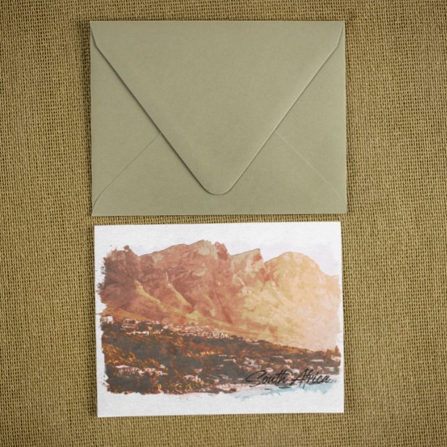 Postal Viajes de cosecha de montaña de la Mesa de Sudáfri (south africa table mountain panorama view postcard)