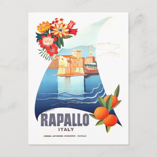 Postal Viajes de cosecha de Rapallo Italia (Anverso)