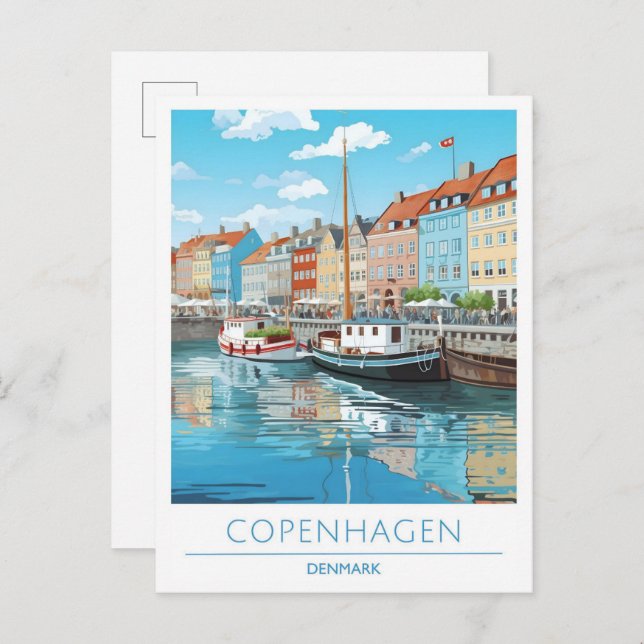 Postal Viajes de cosecha en Copenhague Dinamarca (Anverso / Reverso)