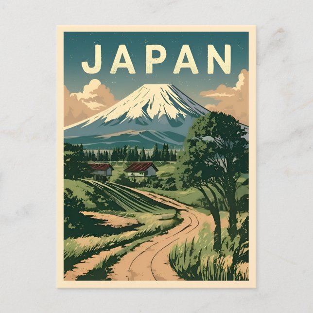 Postal Viajes de cosecha Japón Monte Fuji Retro Escenario (Anverso)