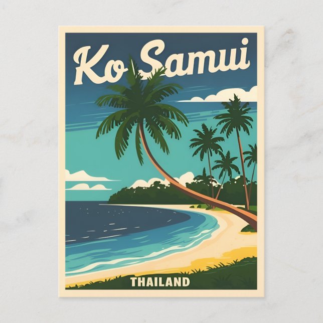 Postal Viajes de cosecha Koh Samui Tailandia Gráfico retr (Anverso)