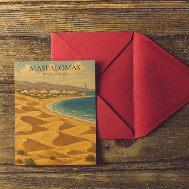 Postal Viajes de cosecha Maspalomas, dunas de Gran Canari (Vintage Travel Maspalomas, Gran Canaria Dunes Postcard)