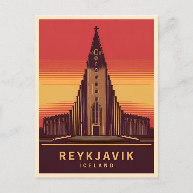 Postal Viajes de cosecha Reykjavik Islandia Hallgrimfrikj (Anverso)