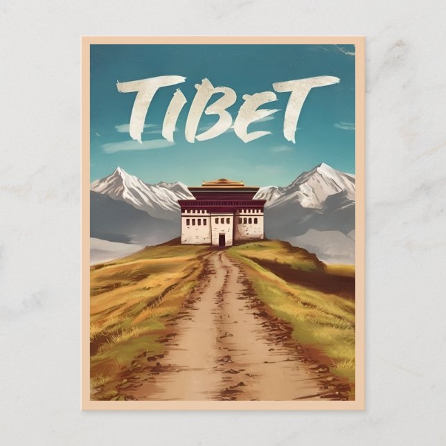 Postal Viajes de cosecha Tíbet Himalayas Retro Escenario (Anverso)