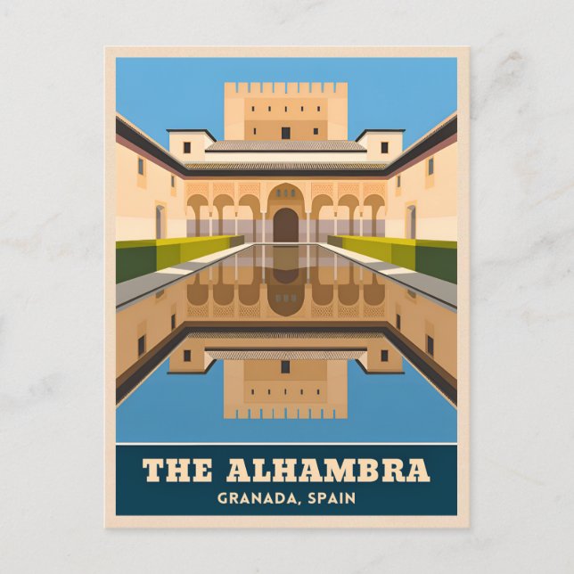 Postal Viajes de época Alhambra Granada España Retro Esce (Anverso)