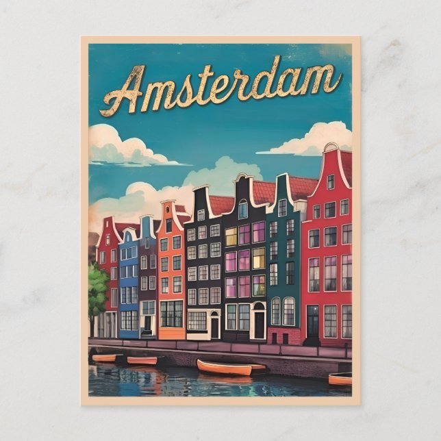 Postal Viajes de época Ámsterdam Países Bajos Retro Sceni (Anverso)