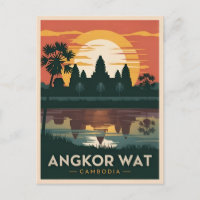 Viajes de época Angkor Wat Cambodia Retro Sunset