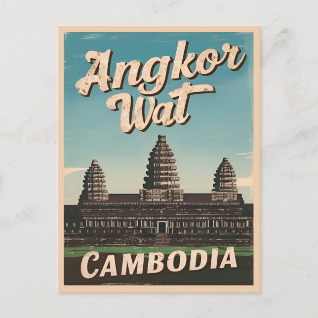 Postal Viajes de época Angkor Wat Camboya Retro Scenic (Anverso)