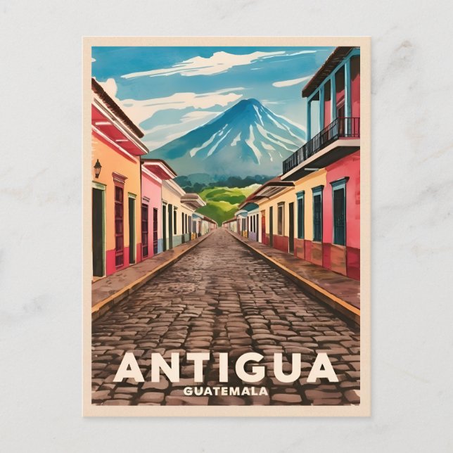 Postal Viajes de época Antigua Guatemala Retro Escenario (Anverso)