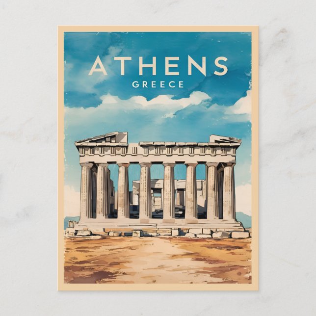 Postal Viajes de época Atenas Grecia Parthenon Retro (Anverso)