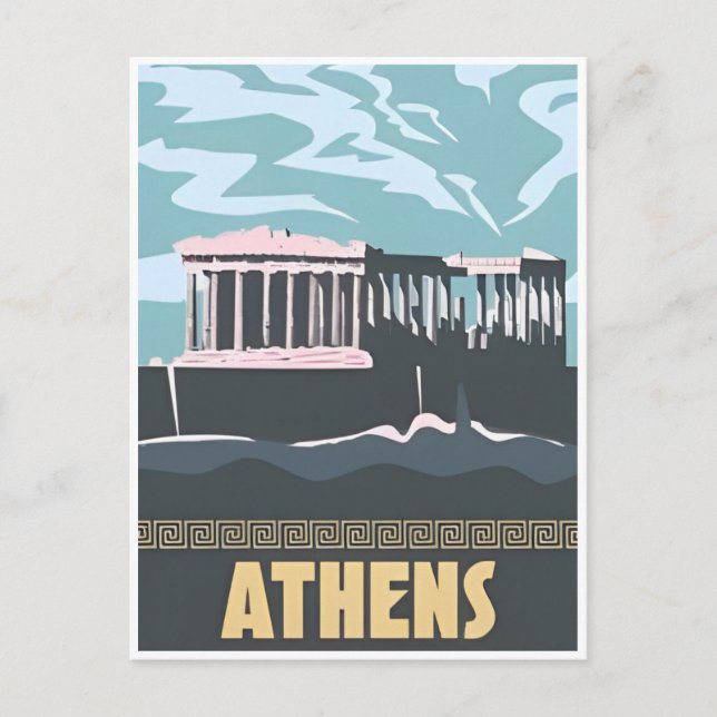 Postal Viajes de época Atenas Grecia Santorini retro (Anverso)