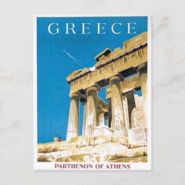 Postal Viajes de época Atenas Grecia Templo del Partenón (Anverso)