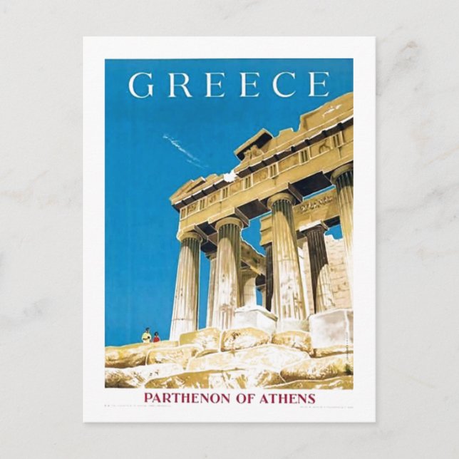 Postal Viajes de época Atenas Grecia Templo del Partenón (Anverso)
