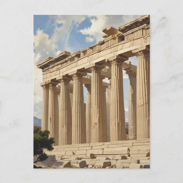 Postal Viajes de época Atenas Grecia Templo del Partenón (Anverso)